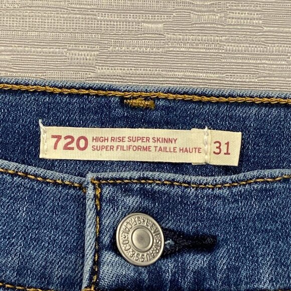 Levi's 720 Jeans Womens 31 x 28 High Rise Super Skinny Medium Wash Stretch Denim - Picture 6 of 12